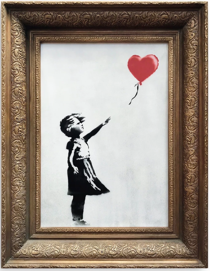 Banksy, Girl with Red Balloon, 2006. spray paint, acrylic paint,, Sold for £1,042,000 ($1.4 Million)
