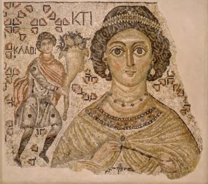 Byzantine mosaic, Floor Mosaic with a Personification of Ktisis, 500–550, Marble and glass, Metropolitan Museum of Art, New York