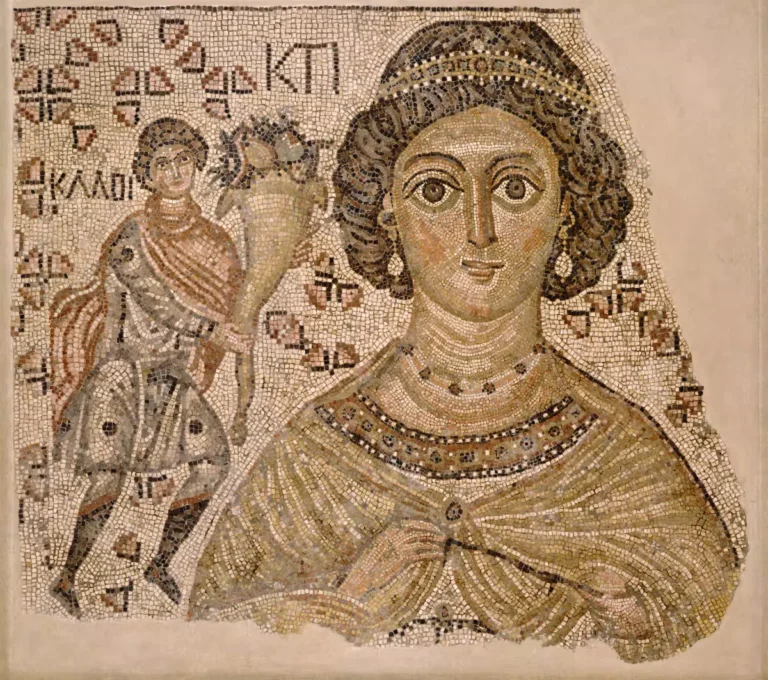 Byzantine mosaic, Floor Mosaic with a Personification of Ktisis, 500–550, Marble and glass, Metropolitan Museum of Art, New York