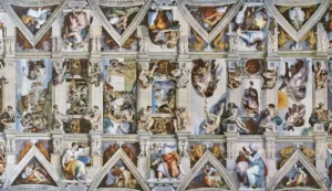Sistine Chapel ceiling by Michelangelo Buonarroti, 1508-1512. Source: Wikimedia Commons.