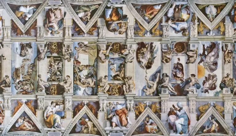 Sistine Chapel ceiling by Michelangelo Buonarroti, 1508-1512. Source: Wikimedia Commons.