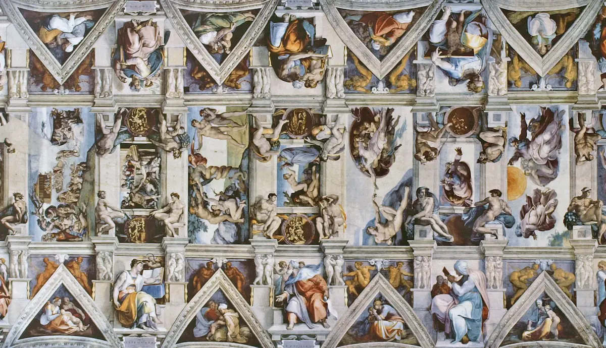 Sistine Chapel ceiling by Michelangelo Buonarroti, 1508-1512. Source: Wikimedia Commons.