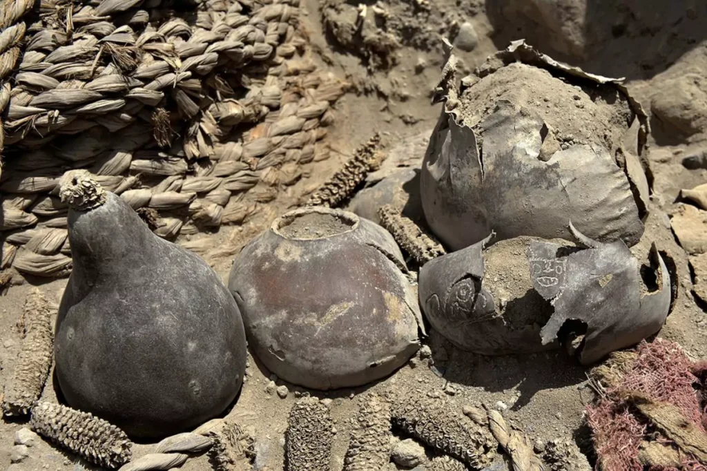 Archaeologists also found seven vessels used to drink mate, 12 textile bags and the skeletal remains of three guinea pigs at the site.