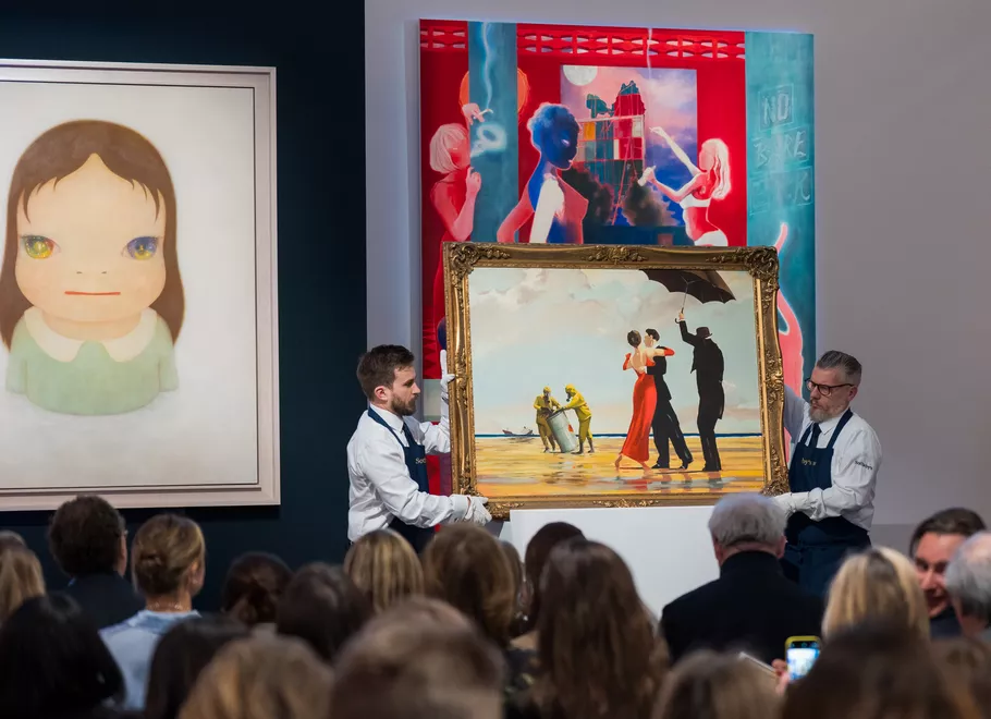 Banksy artwork inspired by Jack Vettriano sells for $5.4 million at Sotheby’s. Photo by Rayan Bamhayan. Courtesy of Sotheby’s.