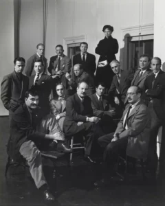 Nina Leen, The Irascibles (1950) | Left to right, from back row: Willem de Kooning, Adolph Gottlieb, Ad Reinhardt, Hedda Sterne; Richard Pousette-Dart, William Baziotes, Jackson Pollock, Clyfford Still, Robert Motherwell; Bradley Walker Tomlin; Theodoros Stamos, Jimmy Ernst, Barnett Newman, James Brooks, and Mark Rothko