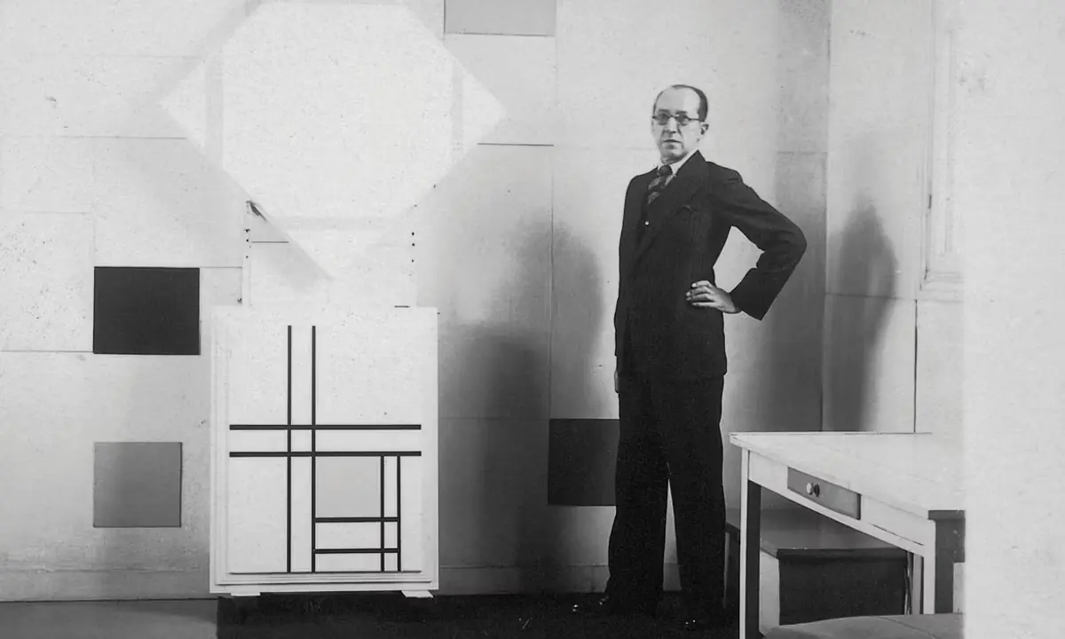 Piet Mondrian in his studio in 1933, photographed by Charles Karten