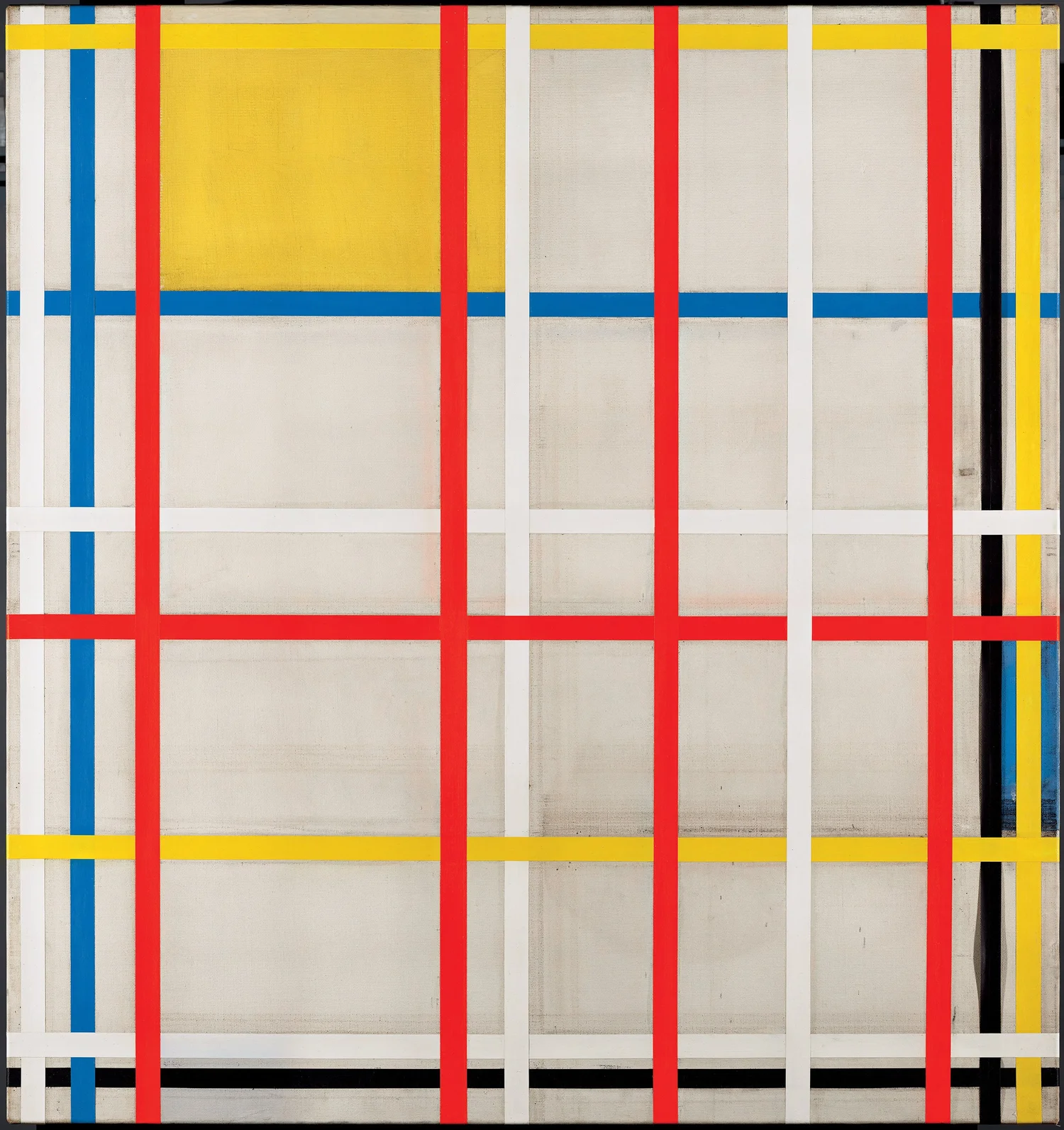 Piet Mondrian New York City, 3 (unfinished) 1941 Oil, pencil, chalk and coloured tape on canvas. 117 x 110 cm Museo Nacional Thyssen-Bornemisza, Madrid