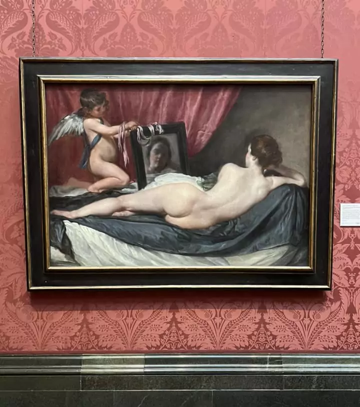 Diego Velazques, Rokeby Venus, c. 1647–1651. 122 cm × 177 cm (48 in × 70 in). National Gallery, London