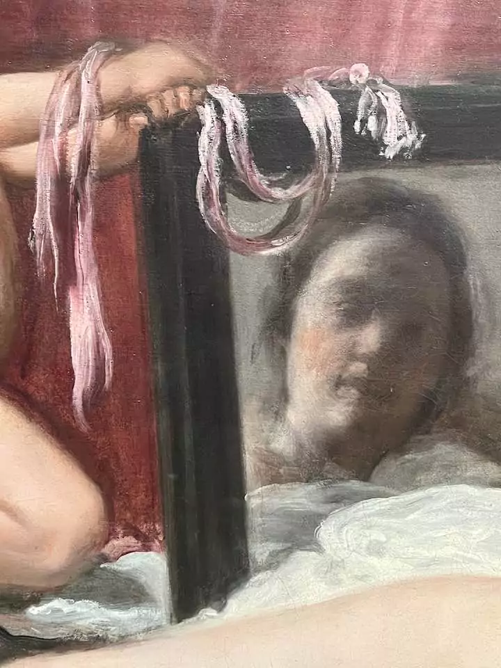 Diego Velazques, Rokeby Venus, detail, c. 1647–1651. 122 cm × 177 cm (48 in × 70 in). National Gallery, London.